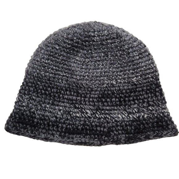 Bucket Hat handknit shades of charcoal grey black with brim - Picture 7 of 8